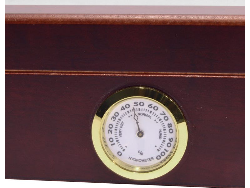 Humidor 30 szál szivar részére, cédrusfa szivar doboz, üvegtető, párásítóval, hygrométerrel - bordó, Angelo