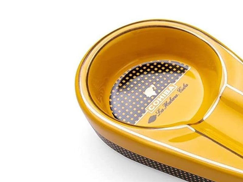 Szivar hamutartó 1 szivarnak - sárga kerámia, ovális