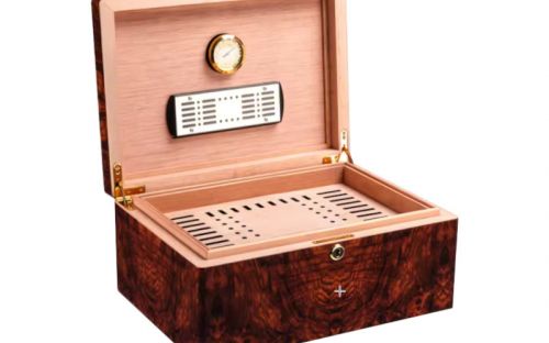 Luxus Humidor 60-80 szál szivar részére, Habana spanyol cédrusfa szivar doboz, párásítóval, hygrométerrel