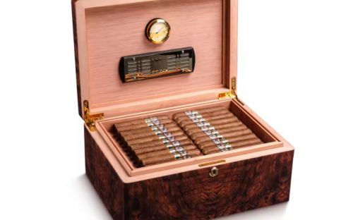 Luxus Humidor 60-80 szál szivar részére, Habana spanyol cédrusfa szivar doboz, párásítóval, hygrométerrel