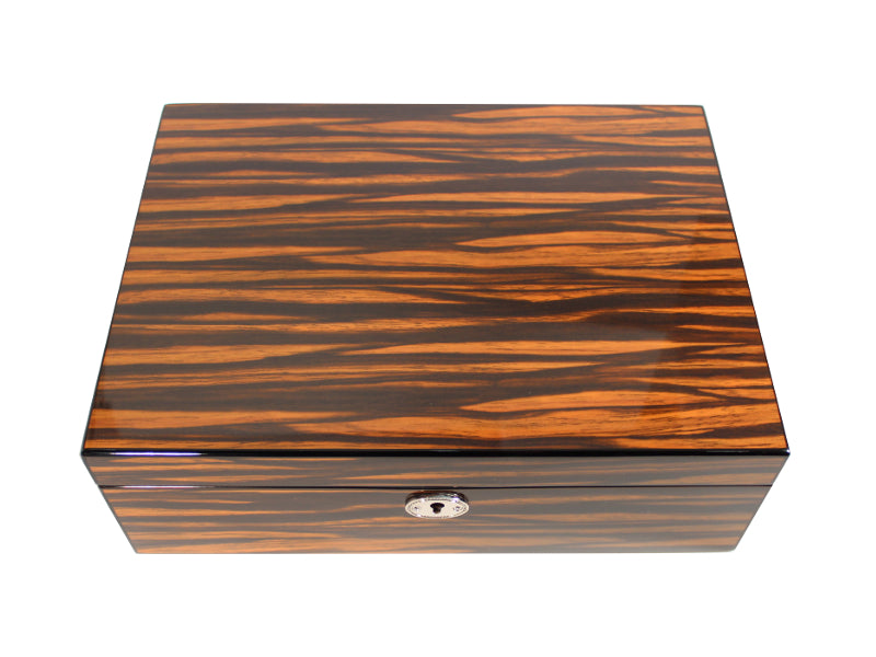Humidor 40 szivar részére, spanyol cédrusfa szivar tároló doboz, hygrométer, párásító - Makassar-design