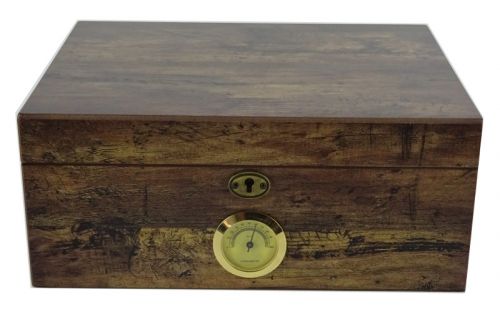 Antik Humidor 50 szál szivar részére, cédrusfa szivar doboz, párásítóval, hygrométerrel