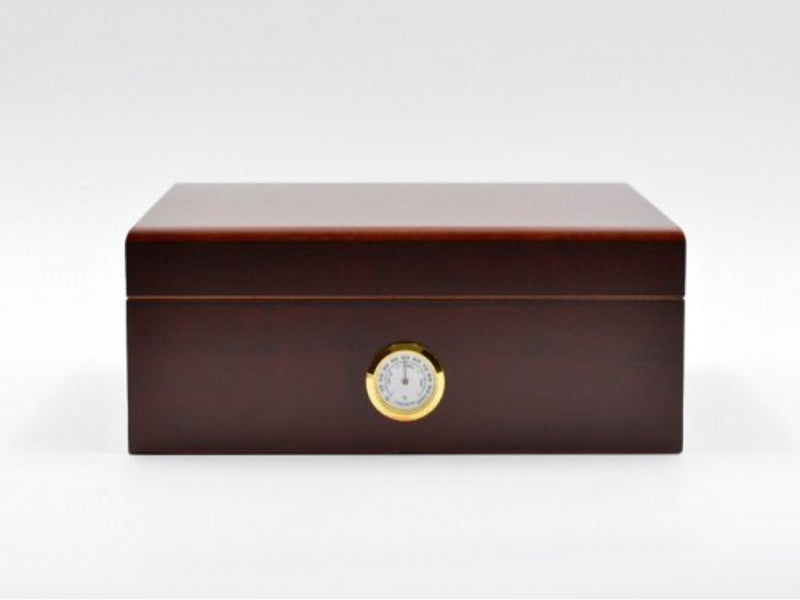Humidor 40 szál szivar részére, cédrusfa szivar doboz, párásítóval, külső hygrométerrel - vöröses barna, Angelo