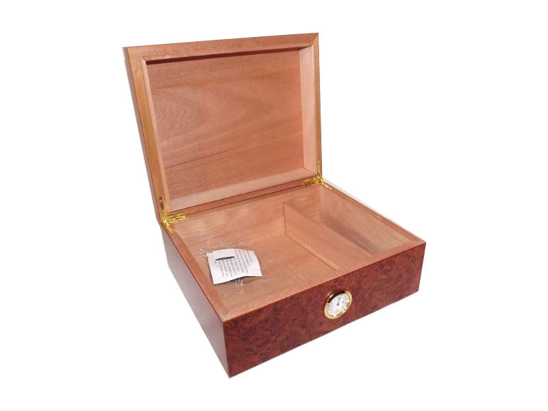 Humidor 40 szál szivar részére, cédrusfa szivar tároló doboz, párásítóval, külső hygrométerrel - gyökérmintás, Angelo