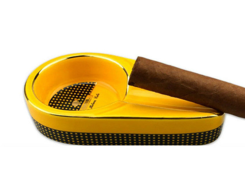 Szivar hamutartó 1 szivarnak - sárga kerámia, ovális