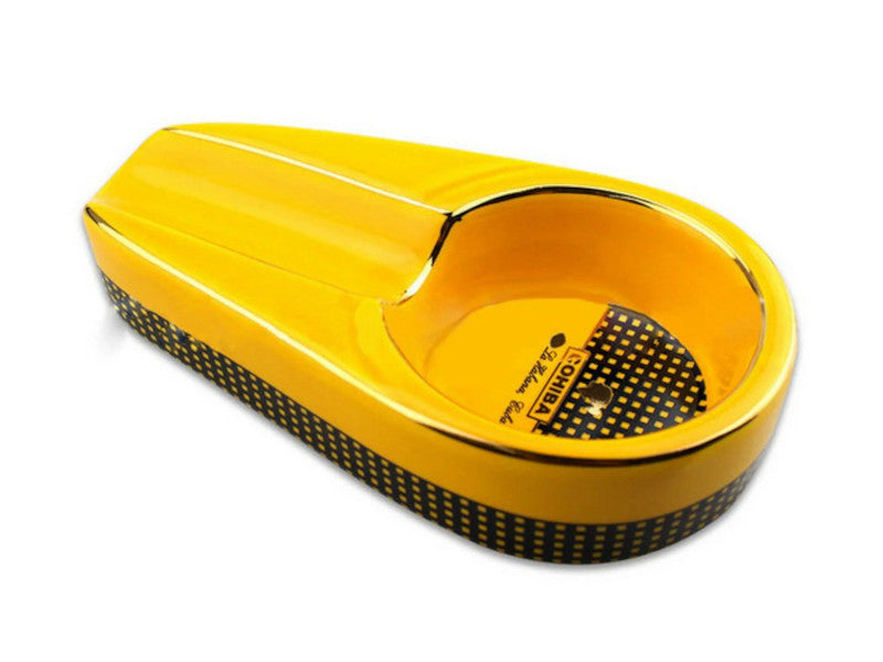 Szivar hamutartó 1 szivarnak - sárga kerámia, ovális