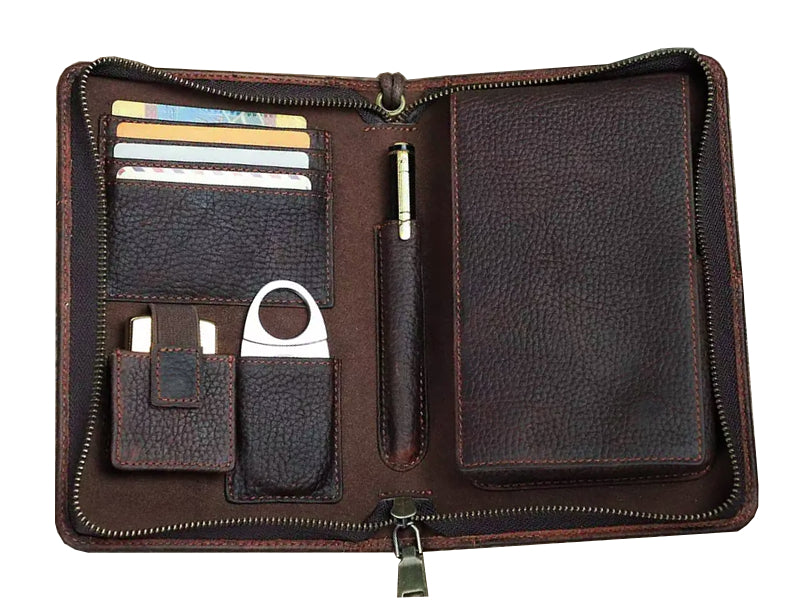 Hordozható szivartartó utazótáska - valódi bőr, kávébarna