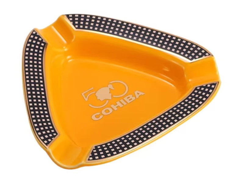 Szivar hamutartó 3 szivarnak - sárga kerámia