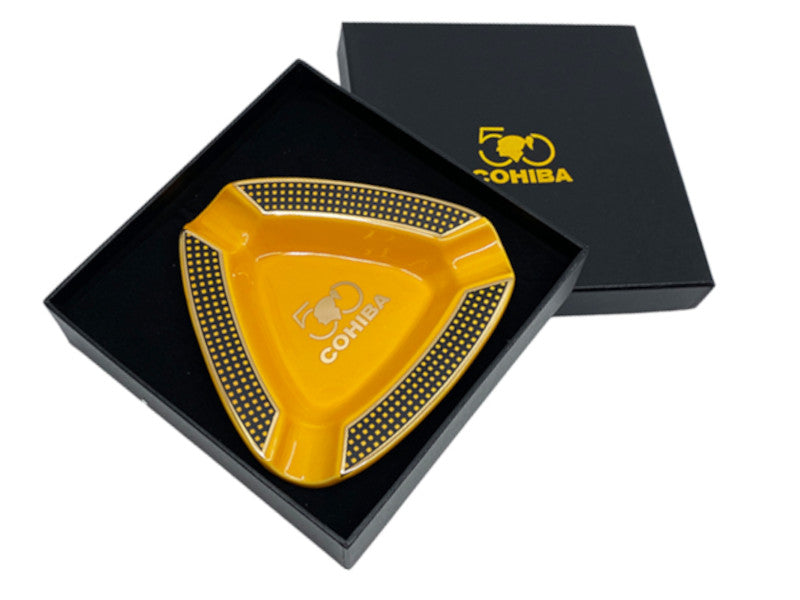 Szivar hamutartó 3 szivarnak - sárga kerámia