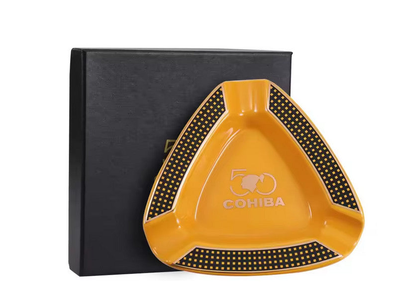 Szivar hamutartó 3 szivarnak - sárga kerámia