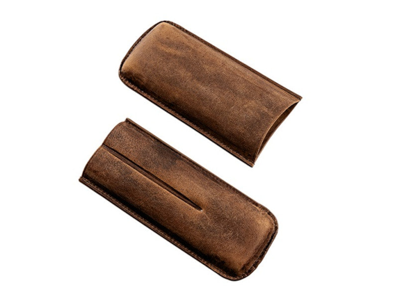 Szivartok 2 szál Robusto szivar részére - bivalybőr, antik barna (17cm)