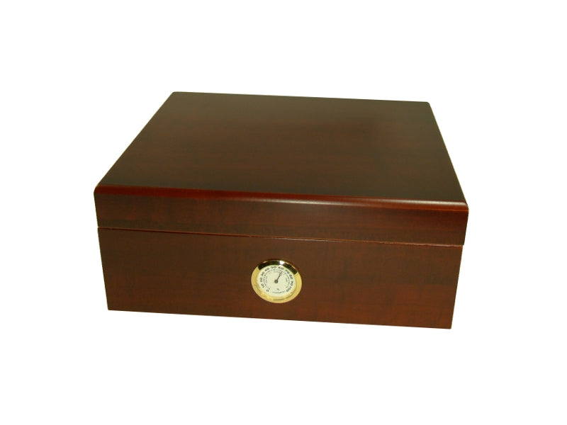 Humidor 40 szál szivar részére, cédrusfa szivar doboz, párásítóval, külső hygrométerrel - vöröses barna, Angelo